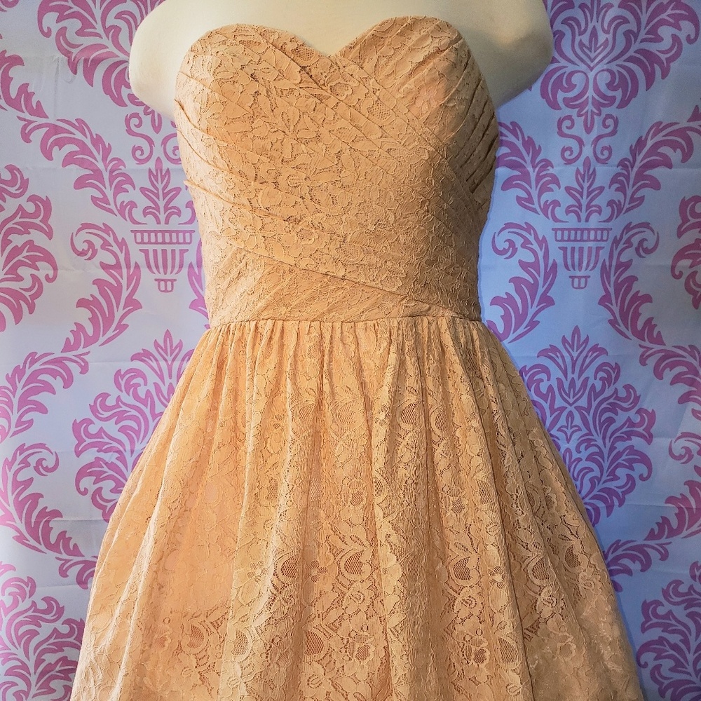 Peach Lace Formal Prom Dress